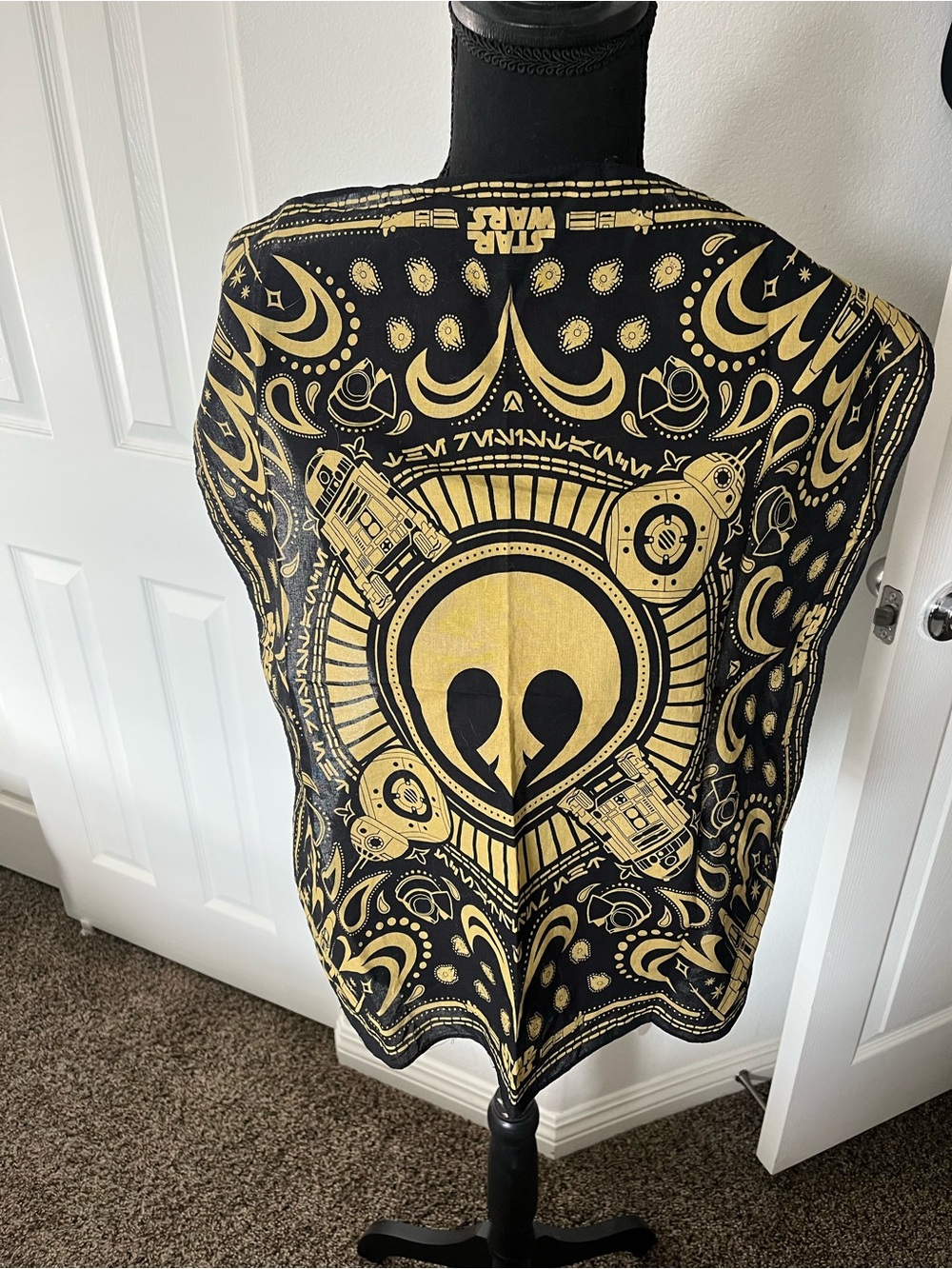 Star Wars Black & Gold Bandana Scarf | R2-D2 & Rebel Alliance | Disney Parks